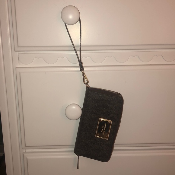 MICHAEL Michael Kors Handbags - Michael Kors MK brown cell phone wristlet/wallet